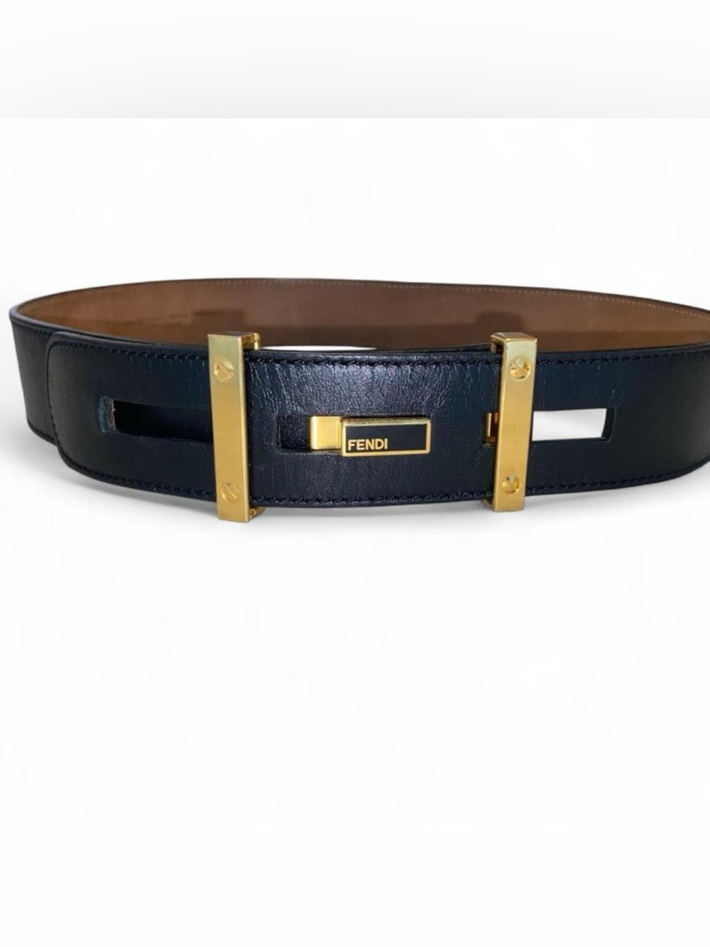 Fendi Vintage Leather Gold Logo Belt - Picture 8 of 8